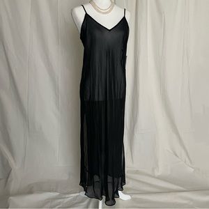 August Silk 90s Sheer 100% Silk Slip Nightgown with Double Thigh Slit L